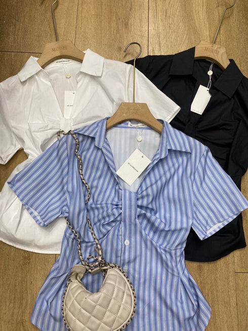 MATINEE V-Neck Collar Down Short Sleeves Shirts